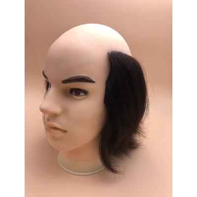 China With wig men's bald hald training mannequin head for hairdresser with 6 inch hair and 80g hair net for sale