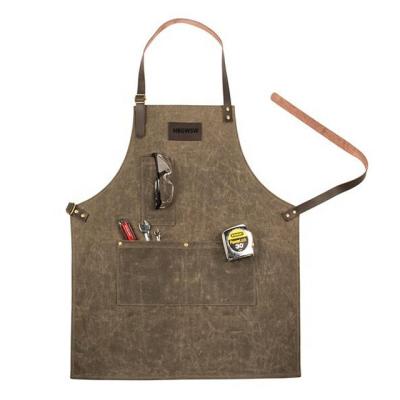 China Bartender Popular Casual Barbershop Gardening Bbq Waxed Canvas Work Water Proof Aprons Kitchen for sale