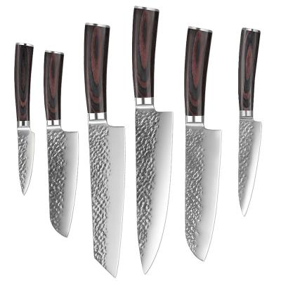 China Sustainable Drop Shipping 6 Piece High Carbon Steel Kitchen Chef's Hammer Set 7Cr17 Japanese Chef's Knife Cover With Wood Handle for sale