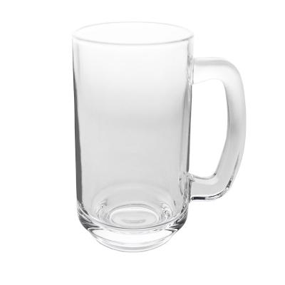 China Sodium and calcium environmental protection glass retail wholesale can order LOGO glass around the right white material glass beer mug for sale