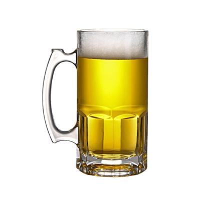 China Large capacity 1000ml high sodium and calcium environmental protection glass transparent beer mug with glass-glass and handle for sale