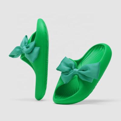 China Others Indoor and Outdoor Non-slip Comfortable Soft Base EVA Fashionable and Classic Lady Design Silk Bowknot Slippers for sale