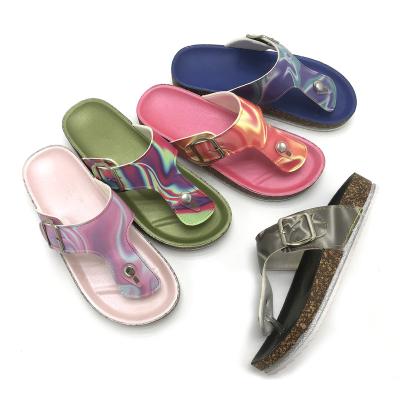 China Cushioning Factory Direct Wholesale Female Flip Flops Flip Flop Shoes Beach Sandal Shiny Colorful Factory Running Shoes for sale