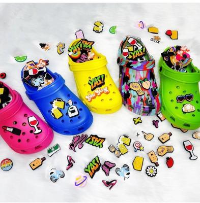 China Custom Diy Cartoon Rubber PVC Shoe Charms For Clog Shoe Accessories Buttons Cartoon Ornaments For Croc Shoe for sale