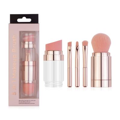 China MS Skin-Friendly Foundation Blush Multifunctional Eyebrow Eyeshadow Lip Brush 5-in-1 Makeup Brush for sale