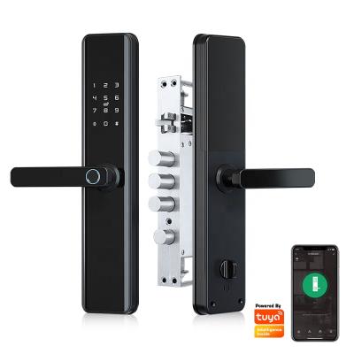 China 2021 Newest Tuya Wifi Digital Aluminum Alloy Smart Door Lock with Smart Card and Phone Fingerprint Code Key for sale