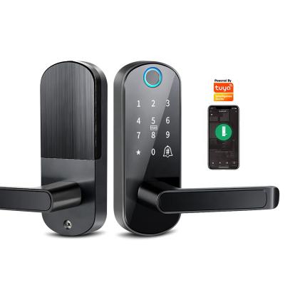 China WIFI+Fingerprint+Code+Card+Key Tediton Smart Locks Door Knob WIFI Tuya APP Digital Fingerprint Handle Smart Door Lock for sale