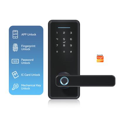 China Tuya Tuya Hotel Apartments Office Tediton Digital Fingerprint Hotel Electronic Biometric System Handle Wireless Smart Lock for sale