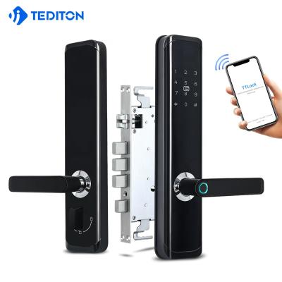 China Aluminum alloy Tediton wifi fingerprint door lock waterproof door lock with TT lock APP for sale