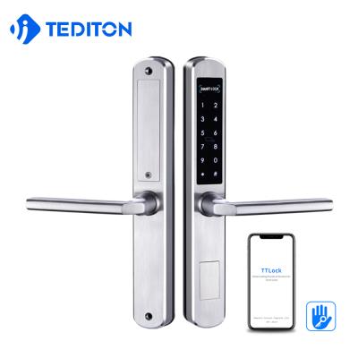 China 304 Tediton Stainless Steel Security Aluminum Glass Digital Smart Electric Sliding Door Locks for sale