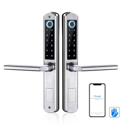 China Stainless Steel Double Door Smart Door Biometric Sliding Door Lock with Ttlock Alexa Google Home APP for sale