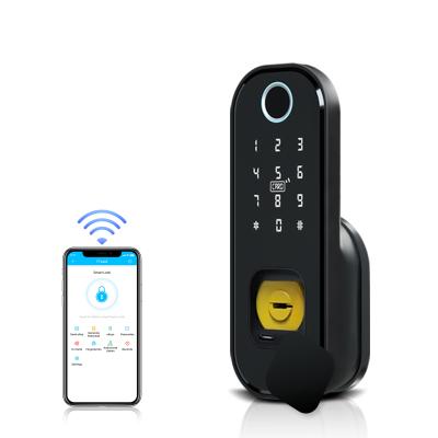 China Aluminum Alloy Simplified Lever Security APP Smart Keyless Access Fingerprint Smart Lock For Door Gate for sale