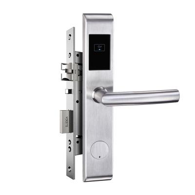 China European smart stainless steel hotel door lock, electronic rf card door handle lock, hotel door lock system card for sale