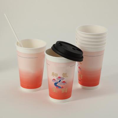 China Biodegradable High Quality Biodegradable Logo Printing Hot Paper Coffee Cup Free Custom Paper With Logo for sale