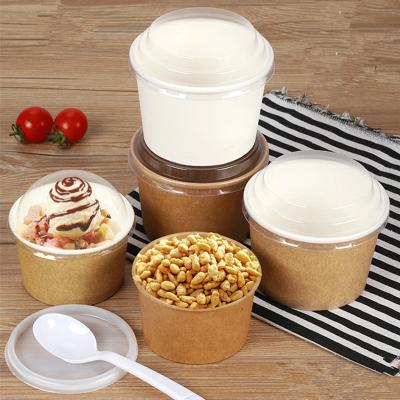 China /Biodegradable Recyclable Custom Printed Disposable Paper Cup Ice Cream Pudding Pudding Dessert Bowl Takeout Food Grade for sale