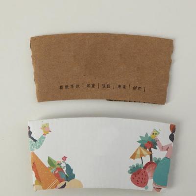 China Custom Logo Printed Coffee Cup Disposable Paper Cup Sleeves Packaging Different Style Recyclable/Biodegradable for sale