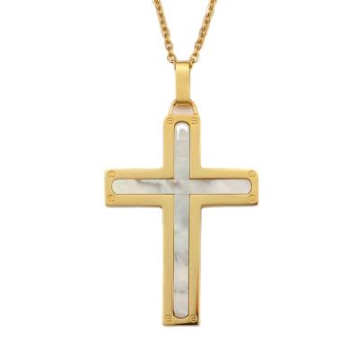 China CLASSIC Korean cross necklace jewelry men's and women's stainless steel simple shell titanium steel necklace for sale