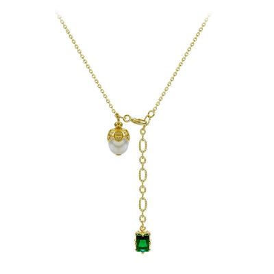 China CLASSIQUE The Emeralds Necklace Elegant White Stainless Steel Necklace New Beads Pendant Necklace for sale