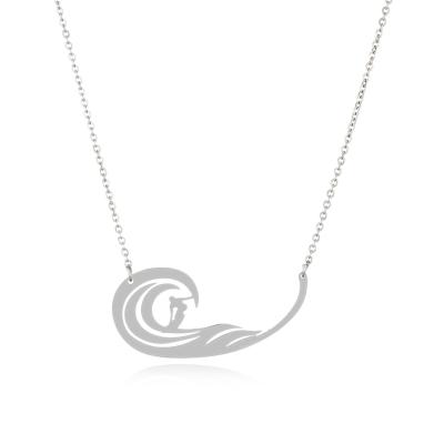 China CLASSIC Vacuum Stainless Steel Gold Plated Necklace With Person Hollow Waves Necklace For Women for sale