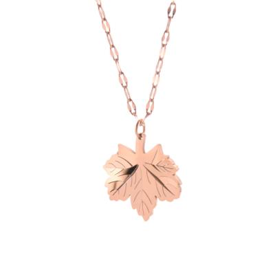 China CLASSIC Titanium Steel Leaf Stainless Steel Necklace For Lady Clavicle Chain 18K Rose Gold Plated Necklace for sale