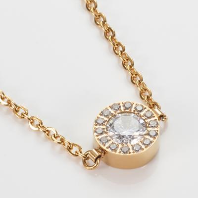 China CLASSIC Gold Circular Simple Pendant Necklace Stainless Steel Long Chain Necklace for sale