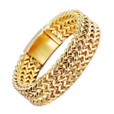 China New Romantic Stainless Steel Braided Bracelet with 18K Gold Plating, Stainless Steel Jewelry for Men for sale