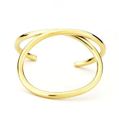 China Fashion Jewelry Stainless Steel Cuff Polished Simple Bangle Ends Open Bangle Bracelets For Women for sale