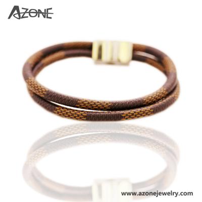 China TRENDY Azone Double Circle Stainless Steel Buckle Customized Mens Leather Strap for sale