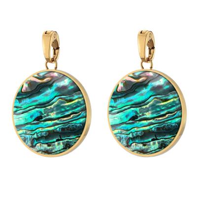 China Environmental Friendly Round Abalone/Paua Shell Inlay 925 Sterling Silver Leverback Dangle Earrings For Women Jewelry for sale