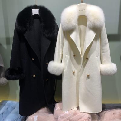 China 2020 Winter Wear Reversible Cross Fox Fur Real Balanced Women Jacket Anorak Winter Wool Coats Long Winter Jacket for sale