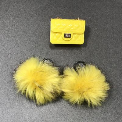 China Fashion Trend Fast Shipping Fur Zippers Tie Purse Fashionable Cute Jelly Bag Set For Kids and Toddlers for sale