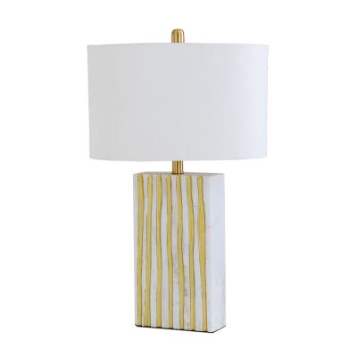 China EUROPEAN Modern Marble Table Lamp With Fabric Shade Living Room Bedroom And Hotel Decoration Table Lamp for sale