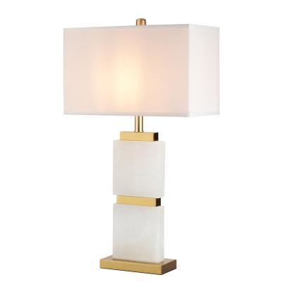 China EUROPEAN Modern Decorative Marble and Metal Living Room Bedroom Hotel Table Lamp with Fabric Shade Table Light table lamp for sale