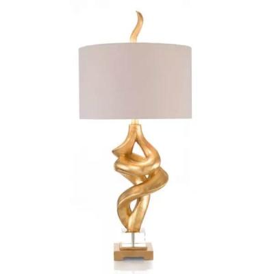 China Modern Modern Gold Polyresin Table Lamp with Fabric Shade for Living Room Bedroom and Hotel Decoration TABLE LAMP for sale