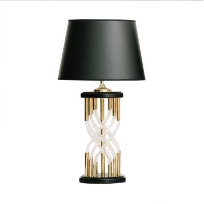 China Modern modern glass Table lamp with fabric shade for living room bedroom and hotel decoration table lamp for sale