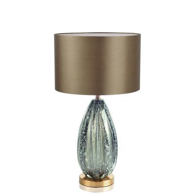 China Home Decoration Hotel Modern Glazed Glass Table Lamp With Fabric Shade Table Light Table Lamp for sale