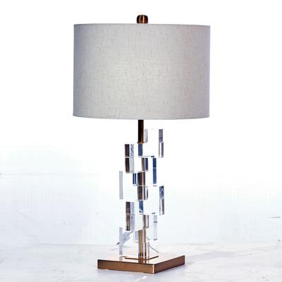 China Modern clear acrylic table lamp with fabric shade for living room bedroom and hotel decorative table lamp for sale