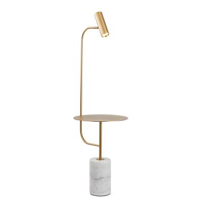 China Scandinavian Modern Simple Metal and Marble Floor Lamp with Table for Living Room Bedroom and Hotel Decoration Floor Lamp Floor Light for sale