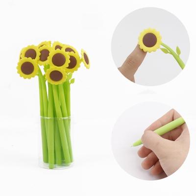 China Cute Cartoon Sunflower Silicone Neutral Pen Student Stationery Swing Gift Pen for sale