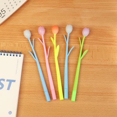 China 0.5mm Creative Silicon Gift Gel Pen Sun Color Changing Tulip Shape Neutral Pen for sale