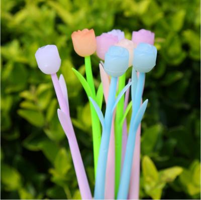 China Colorful Soft Rubber Creative Gel Ink Pen 0.5mm Color Changing Rose Shape Neutral Pen for sale