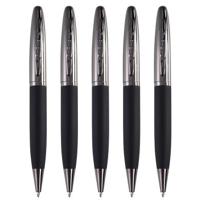 China Twist Type Business Metal Ball Point Pen 1.0mm Textured Grey Pen Barrel Signature Pen for sale