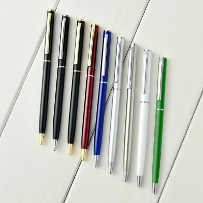 China Personalized Slender Metal Ball Pen 0.7mm Advertising Promotion Hotel Ballpoint Pen for sale