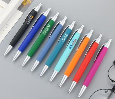 China Hotel Promotional Ballpoint Pen Gift Business Ball Pen Spray Glue Printing Logo for sale