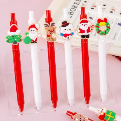 China Cartoon Plastic Gel Pen 0.5mm Christmas Constant Ink Press Signature Neutral Pen for sale