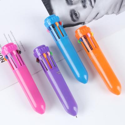 China Mini tien kleuren schattig balpuntpen terugtrekbare gekleurde balpuntpennen voor tekenen Te koop