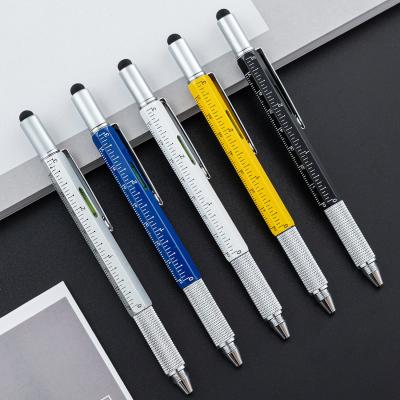 China Multifunctional Metal Creative Ballpoint Pen Ruler Screwdriver Touch Screen Gradienter for sale