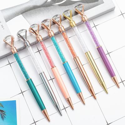 China Big Crystal Diamond Ballpoint Pen 1.0mm Fashion Shiny Metal Gift Ball Pen for sale