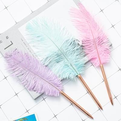 China Colorful Feather Ball Point Pen Metal Creative Gift Ballpoint Pens For Office School for sale