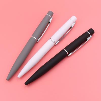 China High End Business Metal Twist Ballpoint Pen Soft Coating Pen Barrel Ball Pen Office Supplies for sale